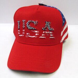 Red Patriotic USA American Flag Stars & Stripes Baseball Hat Cap NEW